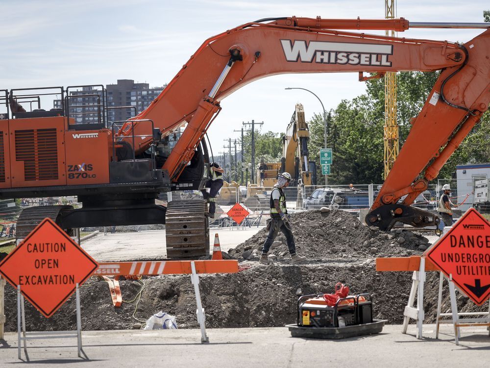 Crews continue to work to repair a major water main break and five other weak spots in Calgary, Saturday, June 22, 2024. The condition of infrastructure across the country is dire and action needs to be taken now to prevent the kind of massive water main break that continues to plague Alberta's biggest city, says the president of the Federation of Canadian Municipalities.