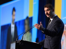 Alberta Minister of Municipal Affairs Dan Williams speaks on the final day of the Alberta Municipalities Convention at the Telus Convention Centre in Calgary on Nov. 14, 2025.