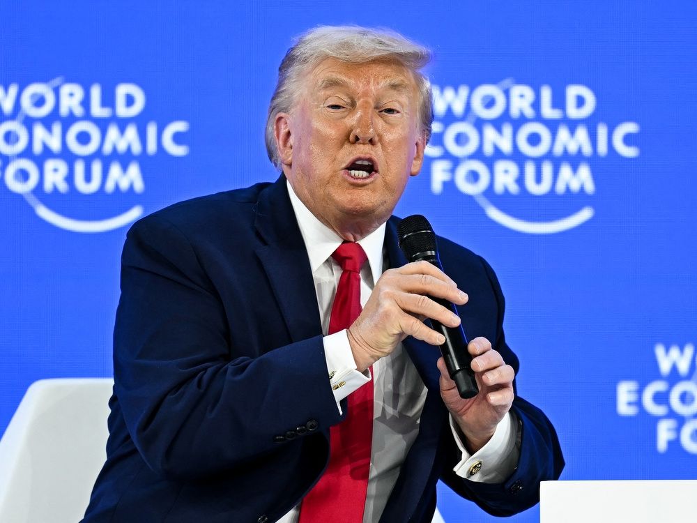 US President Donald Trump speaks during the World Economic Forum (WEF) annual meeting in Davos on January 21, 2026. The World Economic Forum takes place in Davos from January 19 to January 23, 2026.