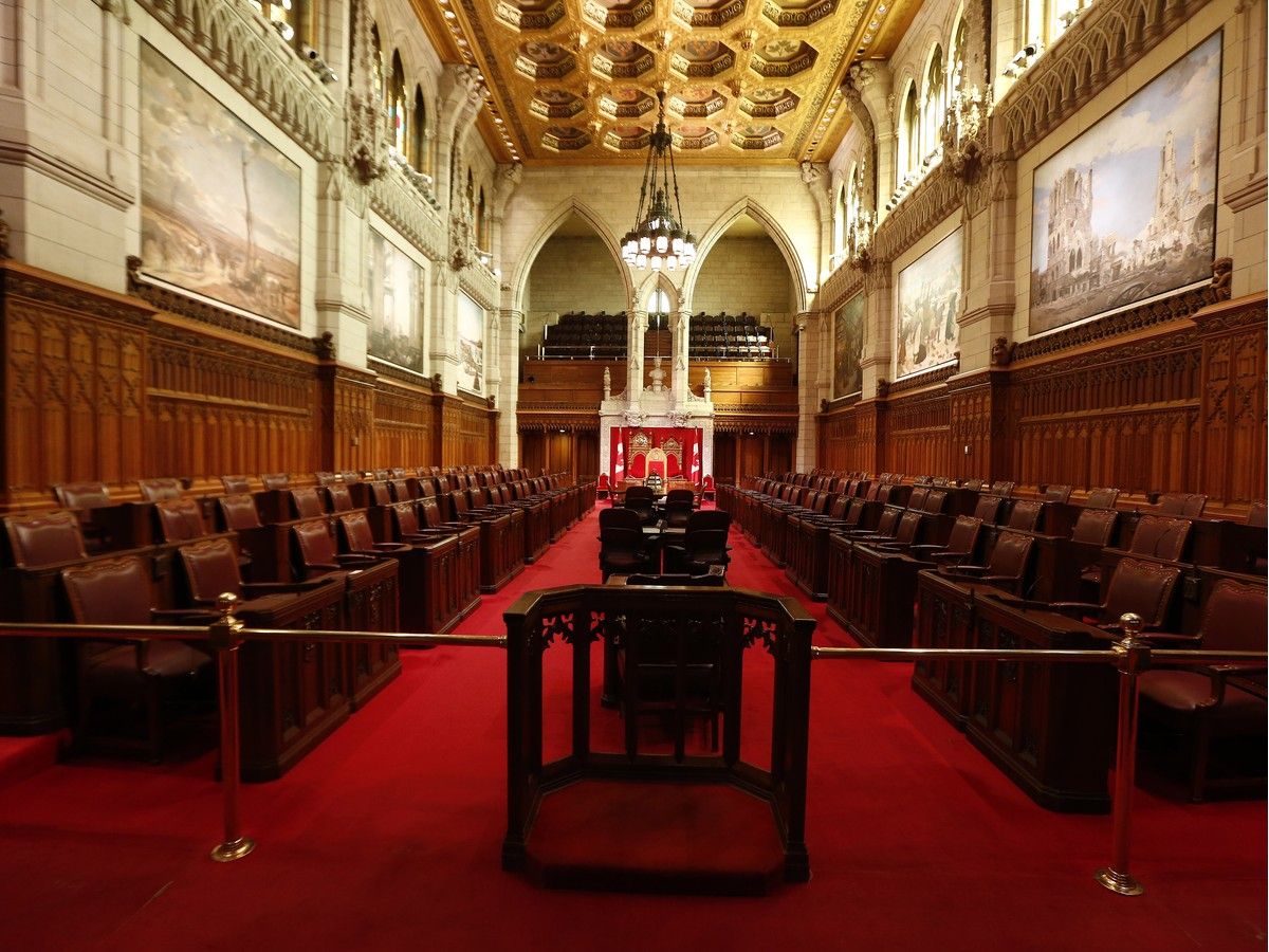 The Senate Chamber sits empty in Ottawa.