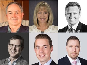 Family office executives, clockwise from upper left: Douglas Byblow, Chris Clarke, Éric Lapointe, Arthur Salzer, Scott Dickenson, Gregory Moore.