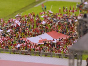 A closeup of a “crowd” on the grounds of the Parliament buildings in Ottawa.