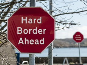 Sign at a stop junction in Ireland saying "Hard Border Ahead." Transfer-pricing situations can arise for cross-border transactions involving tangible goods, services, intangible property such as trademarks, or financial transactions between a business’s related entities in different countries.