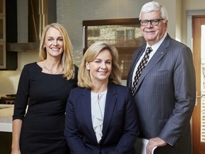 From left, sisters Jennifer Brookman (VP sales and marketing) and Karen Brookman (president and CEO), and their father George Brookman (chairman), of Calgary-based WCD.