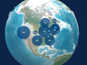 An illustration of the distribution of family offices in The North America Family Office Report 2022 by RBC/Campden Wealth.