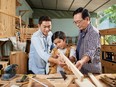 Father, grandfather and son working with wood together. While times have changed around parenting, what hasn’t changed is how generational dynamics can affect succession in family businesses.