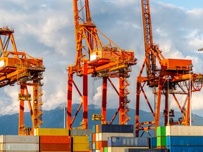 Busy shipping port in Vancouver, British Columbia, Canada.