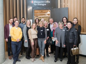 Viewpoint staff at the opening of the Viewpoint Circle for Dialogue (foundation director, Karen Macdonald, centre).