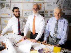 From left, CEO Sender Gordon, father and executive chairman Steve Gordon and grandfather Len Potechin, founder of Regional Group real-estate firm in Ottawa.