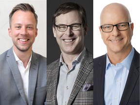 A photo collage of three headshots: From left: Brad Jesson, principal at Toronto-based Northwood Family Office; Gregory Moore, a partner and portfolio manager at Montreal-based Richter business and family office; Keith McLean, executive vice-president and portfolio manager at Calgary-based Viewpoint Investment Partners.
