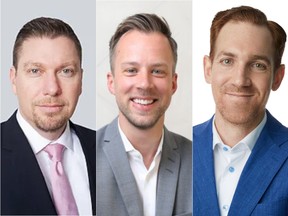A photo collage of three family office executives. From left, Arthur Salzer of Northland Wealth Management in Oakville, Ont., Brad Jesson of Northwood Family Office in Toronto and Scott Smith of Viewpoint Investment Partners in Calgary.