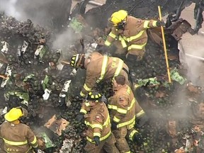 About 40,000 pounds of avocados spilled across a major interstate in Central Texas when the big rig hauling them crashed and caught fire.