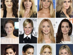 Some of Weinsteins accusers, top row from left, Asia Argento, Rosanna Arquette, Jessica Barth, Cara Delevingne, Romola Garai, Judith Godreche, Heather Graham, Angelina Jolie, Ashley Judd, Rose McGowan, Lea Seydoux and Mira Sorvino