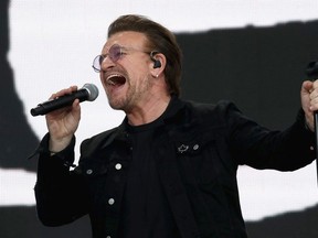 Bono performs at Canada Day celebrations on Parliament Hill during a 3 day official visit by the Prince of Wales & Duchess of Cornwall to Canada on July 1, 2017 in Ottawa, Canada.