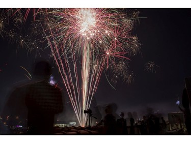 Fireworks illuminate the city's skyline during New Year's Eve celebrations of 2018 on on January 1, 2018 in Yogyakarta, Indonesia.