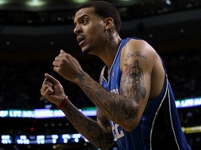Matt Barnes of the Orlando Magic reacts after was called for a defensive foul against the Boston Celtics in Game Six of the Eastern Conference Finals during the 2010 NBA Playoffs