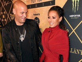 Stephen Belafonte (L) and Mel B  are seen in 2016 file photo.  (Frazer Harrison/Getty Images for Karma International )