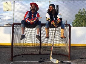 Jacob Ardown (left, real name is Ryan Russell) and Olly Postanin (Steven Campbell) are hosts of the popular tongue-in-cheek, online video series On the Bench.