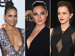 (From left to right) Halle Berry, Gal Gadot and Emma Watson are seen in this combination shot. (Jemal Countes/Alberto E. Rodriguez/Getty Images/Jamie McCarthy/Getty Images for Walt Disney Studios)