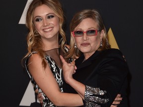 HOLLYWOOD, CA - NOVEMBER 14:  Actresses Carrie Fisher (L) and Billie Catherine Lourd attend the Academy of Motion Picture Arts and Sciences' 7th annual Governors Awards at The Ray Dolby Ballroom at Hollywood & Highland Center on November 14, 2015 in Hollywood, California.  (Photo by Kevin Winter/Getty Images)