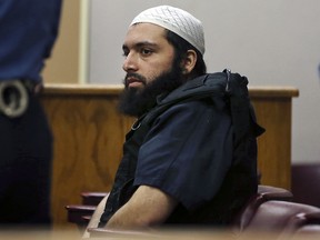 In this Dec. 20, 2016 file photo, Ahmad Khan Rahimi, the man accused of setting off bombs in New Jersey and New York's Chelsea neighborhood in September, sits in court in Elizabeth, N.J.