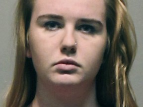 This Nov. 1, 2017, fie photo released by the West Hartford Police Department shows University of Hartford student Brianna Brochu. The former Connecticut university student accused of smearing body fluids on her black roommate's belongings has avoided a hate crimes charge. Prosecutors did not file additional charges Monday, Dec. 18, 2017, against 18-year-old Brochu, of Harwinton. The state NAACP and other civil rights advocates had asked the state to add a hate crimes charge to the criminal mischief and breach of peace counts Brochu faces. (West Hartford Police Department via AP, File)