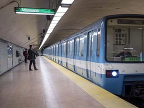 A subway train is seen pulling into a station Thursday, March 24, 2016 in Montreal.