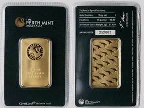 Fake gold bars claiming to be from the Australian Perth Mint that were allegedly sold online.