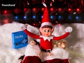 The 'naughty elf' is seen in a social media campaign for British discount store Poundland that has ruffled some feathers ahead of Christmas.