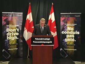 Public Safety Minister Ralph Goodale announces new public service ads to combat drug-impaired driving in Ottawa on December 5, 2017.