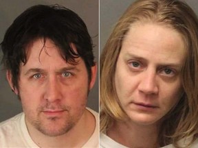 Ashley Carroll and Benjamin Baldassarr were charged with possing controlled substances for sale and child endangerment. (Riverside Police Department photos)