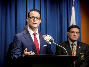 Riverside County District Attorney Mike Hestrin announces that former Riverside County Sheriff's deputy Oscar Rodriguez was arrested for murder of Luis Carlos Morin Jr. during a press conference in Riverside on Friday, Dec. 22, 2017.