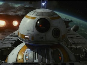 This image released by Lucasfilm shows BB-8 in "Star Wars: The Last Jedi." (Lucasfilm via AP)