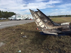 A photo taken Dec. 24, 2017, shows the scene of a Cessna 340 plane crash at in Bartow, Fla. (Polk County Sheriff's Office/HO)