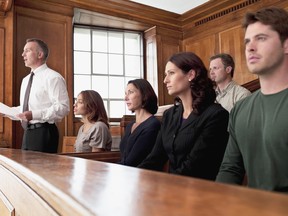 Jury sitting in courtroom
