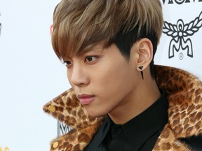 Jong-Hyun, a member of popular South Korean boyband SHINee, poses during a fashion event in Seoul on March 29, 2013.  (Starnews/AFP/Getty Images)