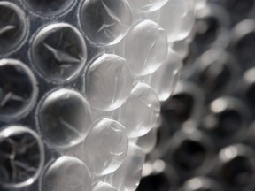 This stock photo shows a close-up of bubble wrap packaging material.