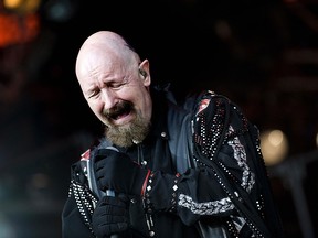 Judas Priest singer Rob Halford performs on July 5, 2008 on Orange Stage at Roskilde Festival, Denmark. (Torben Christensen/AFP/Getty Images)