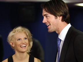 In this Jan. 18, 2009 file photo Philadelphia Phillies pitcher Cole Hamels and his wife Heidi talk following a news conference