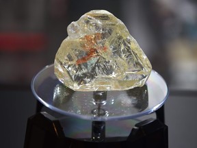 The Peace Diamond is on display at the Rapaport Group on December 4, 2017 in midtown New York.