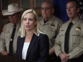 U.S. Secretary of Homeland Security Kirstjen Nielsen attends a news conference to address sanctuary cities in Austin, Texas, Tuesday, Dec. 12, 2017.