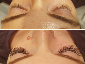 Before and after eyelash extensions.