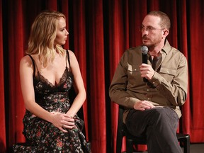 Actress Jennifer Lawrence and director Darren Aronofsky attend an official Academy screening of "mother!" hosted by The Academy of Motion Picture Arts & Sciences at MOMA - Celeste Bartos Theater on Sept. 21, 2017 in New York City.  (Robin Marchant/Getty Images for The Academy of Motion Picture Arts & Sciences )