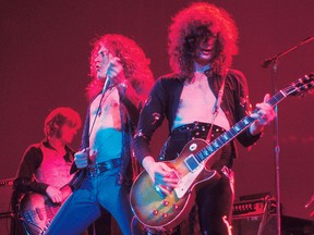 Undated photo of Led Zeppelin. (From left) John Paul Jones, Robert Plant and Jimmy Page. (Warner Music/HO)