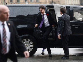 Prime Minister Justin Trudeau arrives to a cabinet meeting on Parliament Hill in Ottawa on Monday Nov. 6, 2017.