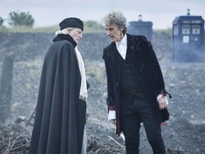 In this undated handout photo, actors David Bradley and Peter Capaldi in a scene from the Christmas episode of the show "Doctor Who". The global success of the venerable sci-fi series means that fans around the world will also tune in Saturday to watch Peter Capaldi's final adventure as the space-hopping Time Lord known as the Doctor.
