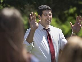 In this Tuesday, April 29, 2014, file photo, Assembly member Matt Dababneh addresses a group of supporters during a rally and press event to support an Assembly bill in Sacramento, Calif. Dababneh is resigning after a lobbyist alleged he sexually assaulted her in a bathroom. The Los Angeles Democrat says in his resignation letter Friday, Dec. 8, 2017, that the allegation is not true but he no longer believes he can effectively serve his district. (Randall Benton/The Sacramento Bee via AP, File)