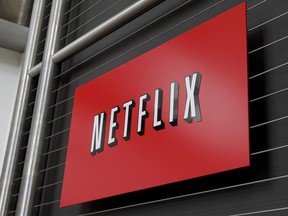 This file photo taken on April 13, 2011 shows the Netflix company logo at Netflix headquarters in Los Gatos, California.  (RYAN ANSON/AFP/Getty Images)