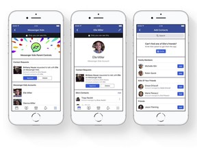 This photo provided by Facebook demonstrates parental controls on Facebook's new Messenger app for kids. Facebook is launching the messaging app for children to chat with their parents and with friends approved by their parents. The free app is aimed at kids under 13, who can't yet have their own accounts under Facebook's rules, though they often do. (Courtesy of Facebook via AP)