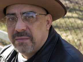 FILE - In this Feb. 3, 2007, file photo, Pat DiNizio of Smithereens poses for a photograph in New York. DiNizio, lead singer and songwriter of the New Jersey rock band died at age 62. The band announced on Facebook that DiNizio died Tuesday, Dec. 12, 2017.  (AP Photo/Jim Cooper, FIle)